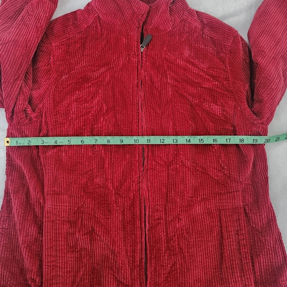 L. L. BEAN Women's Red Corduroy Flannel Plaid Lined Full Zip Jacket Medium Layer - Picture 9 of 11